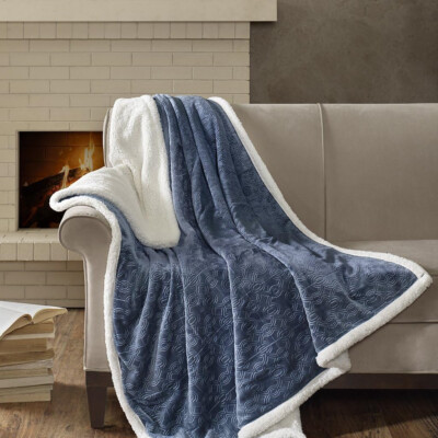 Madison Park Elma Embossed Plush Throw | 60