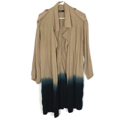 Blank NYC Dip Dyed Ombré Trench Coat Jacket Women’s Small Oversized Neutral Tan-image