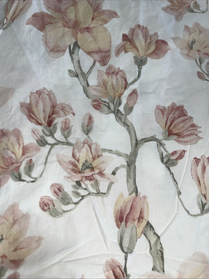 Pottery Barn Peach Magnolia  FULL/QUEEN Duvet Cover +2 Standard Shams Nice-image