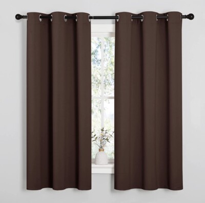 NICETOWN 100% Blackout Curtains, Thermal Insulated Energy 34 x 54 Coffee Brown-image
