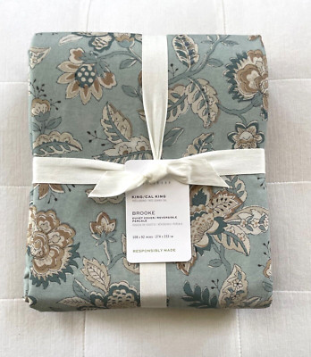 Pottery Barn BROOKE FLORAL PRINTED Duvet King California King Multi NWT-image