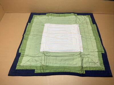 Pottery Barn Kids Euro Quilted Pillow Sham - 26”x26” - Green, Blue, White-image