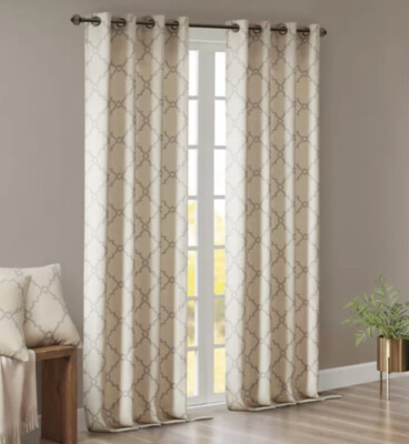 Madison Park Saratoga 84-Inch Grommet Top Patio Door Window Curtain Panel in Bei-image
