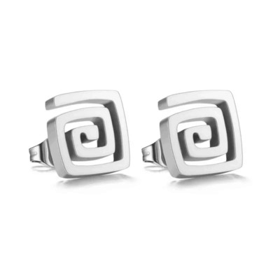 Fashion Stainless Steel Loop Shaped Stud Earrings Exquisite Trendy Silvery Party-image