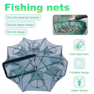 Fishing Bait Trap Crab Net Crawdad Shrimp Cast Dip Cage Fish Minnow Foldable NEW-image