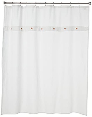 Finley 100% Cotton Shower Curtain, Waffle Weave Texutre Minimalistic Design, ...-image
