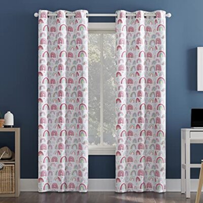 Rainbows Print Total Blackout Grommet Curtain Panel 40