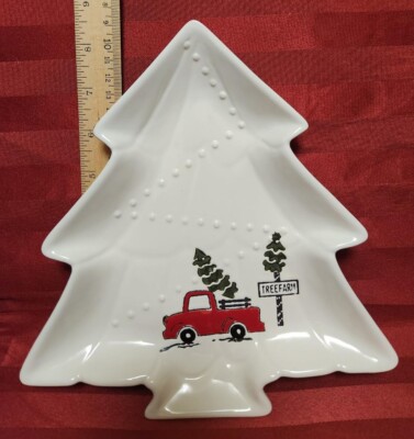 potters studio christmas Decorative Truck Tree Shaped Dish-image
