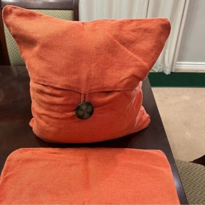 Pottery Barn Pillow Covers Pumpkin Color (2) 18
