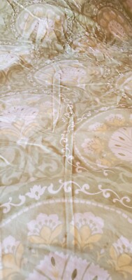 3 Pc Set Pottery Barn Full/Queen Duvet Cover W/ 2 EURO Shams in Multi Greens-image