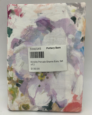 Pottery Barn Kinsley Floral Cotton Percale Shams S/2 Multi Euro #9872A-image