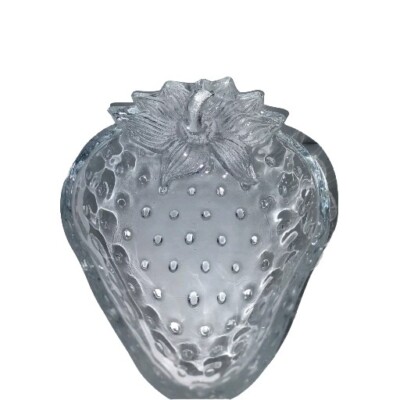 Studio Nova Winter Strawberry Shaped Glass Candy Nut Dish / Berry Bowl-image