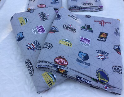 NBA  Western Conference Logos  BASKETBALL/ QUEEN SHEET SET/ POTTERY BARN TEEN-image