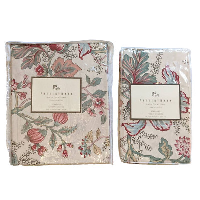 Pottery Barn Marie Floral Pillow Sham Standard Size Set of 2 100% Cotton NEW-image
