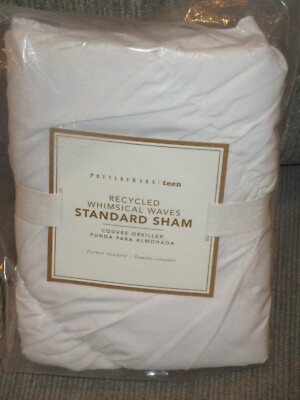 POTTERY BARN TEEN RECYCLED WHIMSICAL WAVES WHITE STANDARD PILLOW SHAM -image