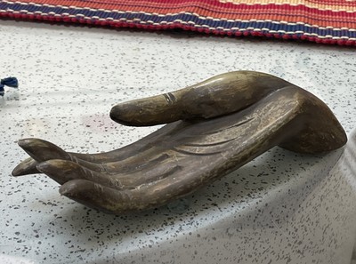 VTG Antique Style Stoneware Hand Shaped Trinket Jewelry Ring Dish Art  Studio-image