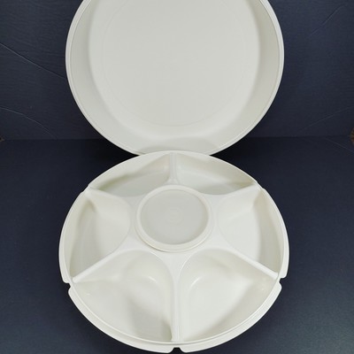 Tupperware Divided Veggie Tray Chip Dip Relish Serving Dip w/ Bowl & Lid 1666-4-image