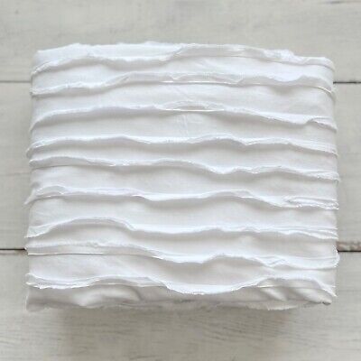 Pottery Barn Camille Ruched Textured Full/Queen Duvet Cover White Cotton Striped-image