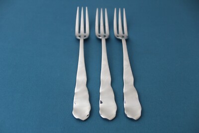 3 Salad Forks Pottery Barn LETTUCE 18/8 Stainless Japan 6 7/8
