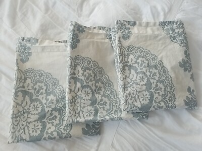 3 Pottery Barn Lucianna Medallion King Shams  - Gray Ivory -  100% Cotton VGUC -image