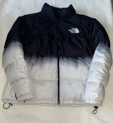 The North Face Men’s ’96 Nuptse Dip Dye Jacket Full Zip XL Hoodie Black White-image