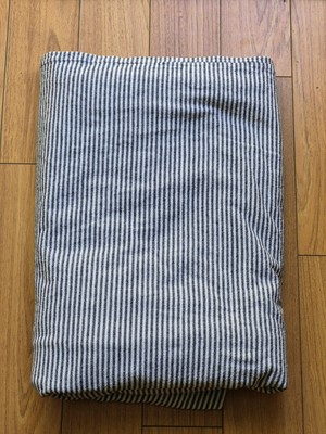 Potterybarn Stripped Linen/Cotton Coastal Nautical King Size Duvet-image