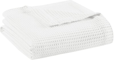 Beautyrest 100% Cotton Blanket, Trendy Woven Waffle Weave Design, All Season, Li-image