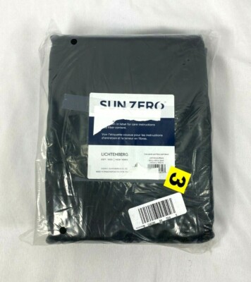 Sun Zero Black Emory Room-Darkening Rod-Pocket Curtain Panel Pair,54