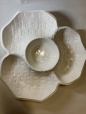 Vintage 14” Ceramic Divided Vegetable, Chip & Dip Snack Tray 421USA-image