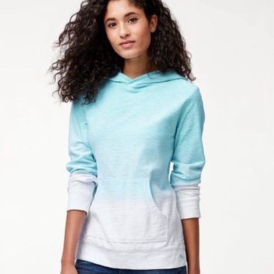 Tommy Bahama Knoll Dip Dye Ombre Hooded Sweatshirt Aqua Blue White Large-image