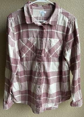 DIP Red & Cream Plaid Organic Cotton Flannel Women’s size Large-image