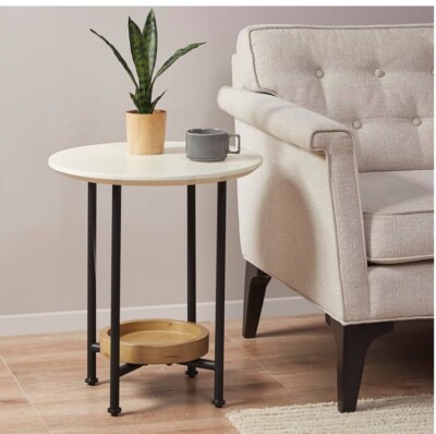 Madison Park Parker End Tables-Solid Wood, Two-Tone Finish with Lower Storage...-image