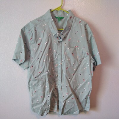 DIP Shirt Button Up Down Green Surfing Surfer Surfboard short sleeve L-image