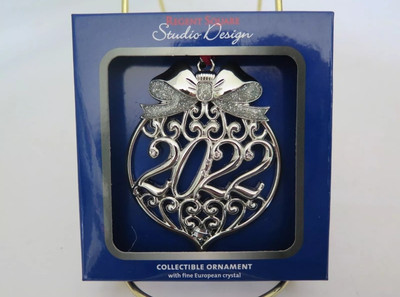 Regent Square Studio Design 2022 Silver Tone Jeweled Ornament - New -image