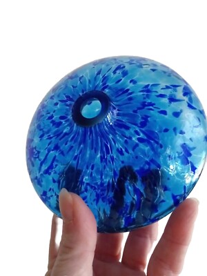 Glass Eye Studio Seattle Glass Oil Lamp HandBlown Cobalt Blue Mosaic *No Wick*-image