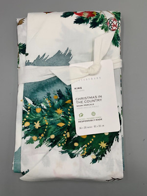 Pottery Barn Christmas in the Country Percale Sham White King #H539-image