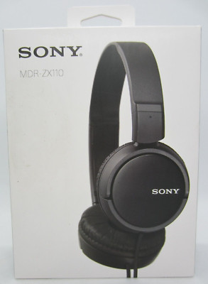 SONY MDR-ZX110 BLACK COMPACT WIRED QUICK FOLDING STYLE STEREO HEADPHONES NEW!!-image