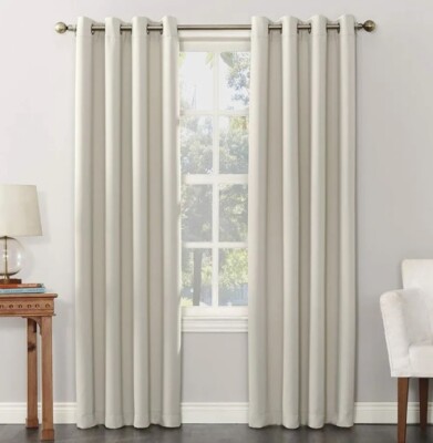 Sun Zero Saxon Energy Saving Ivory Room Darkening Curtain ONE Panel 54x84 NEW-image