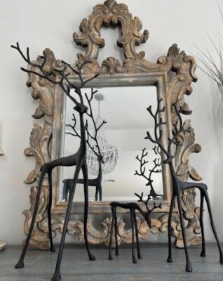 SET OF 3 Pottery barn Bronze Sculpted reindeer SMALL MEDIUM LARGE~ NEW WITH TAGS-image