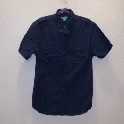 Dip Navy Blue Short Sleeve Short Sleeve Button Down Shirt Double Pockets-image