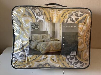 Madison Park Essentials Yellow White  Floral Comforter & Sheet Set Cal King Set-image
