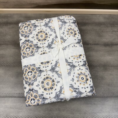 Pottery Barn June Print Organic Cotton Duvet Cover King/Cal. King Neutral Gray-image