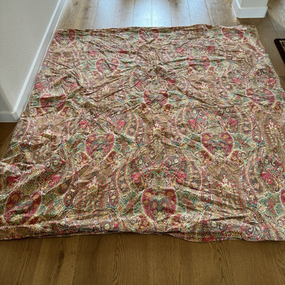 POTTERY BARN ROSALIE PAISLEY Full Queen Duvet Cover Warm Red Gold Green Boho VGC-image