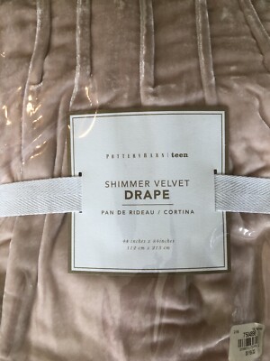 Set/2 Pottery Barn 84” Shimmer Velvet Tie Top Drapes Blush Stunning!!-image