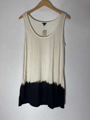 NWT Ann Taylor Dipped Tie Dyed Tank, Ivory, Black & Brown Size Large-image