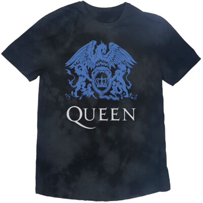 Queen-Freddie Mercury-Blue Crest- Dip Dye - Black t-shirt-image