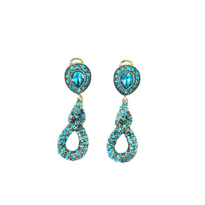 NWOT Vintage Heidi luxuryPersonalized droplet shaped hollow Blue earring-image