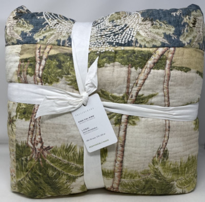 New Pottery Barn Lanai Island Patchwork  Reversible King Quilt-image