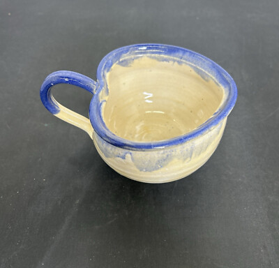 Studio Art Pottery Artist Signed Hand Crafted Heart Shaped Coffee Mug Charity-image