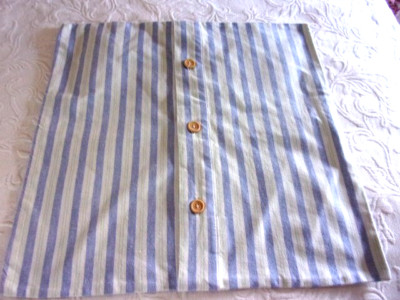 Pottery Barn Medium Blue, Lime, Cream Striped Pillow Covers--2-image